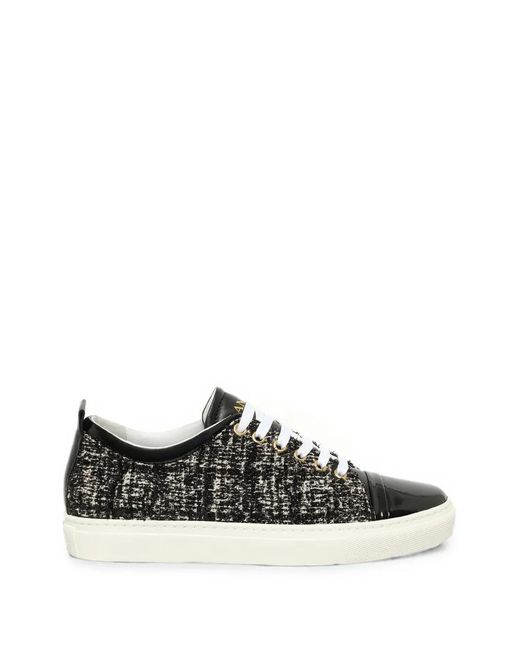 Lanvin Black Tweed Patent-Leather Sneakers