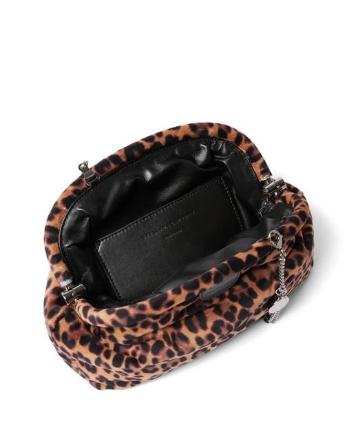 Stella McCartney Brown Leopard-Print Chain-Strap Clutch Bag