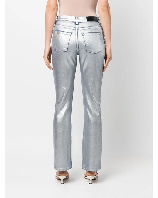 Alberta Ferretti Blue Metallic Flared Jeans