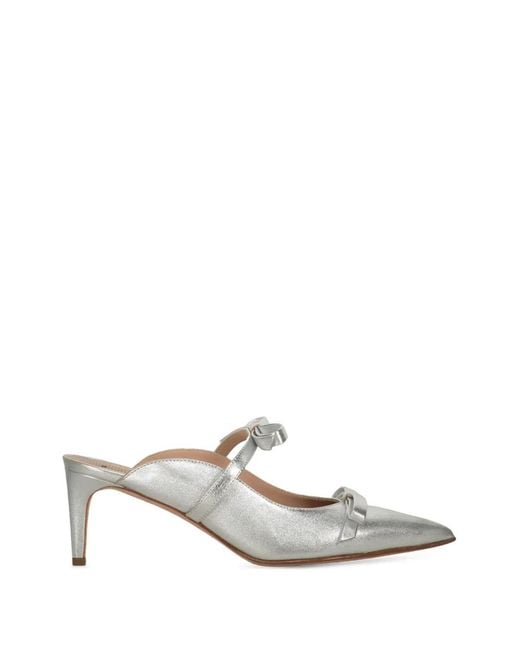 Red(v) White Bow-Detail Pointed-Toe Mules