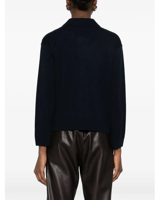 Max Mara Black Button-Up Collar Polo Top