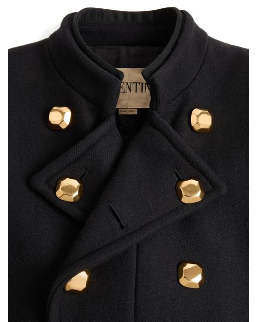 VALENTINO マンダリンカラーダブルコート Valentino Garavani メンズ ブラック マンダリンカラー ダブルコート
