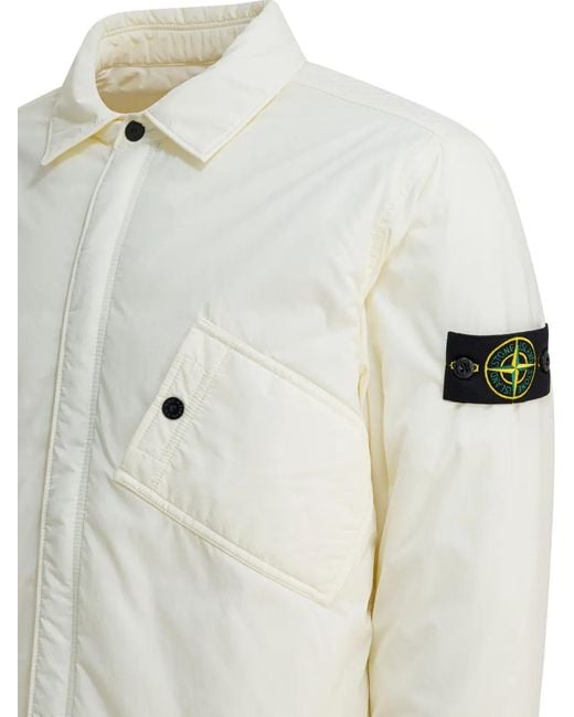 Stone Island White Pocket-Patch Overshirt for men