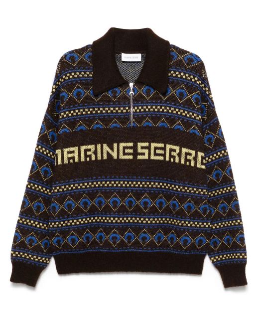 MARINE SERRE Black Jacquard Sweater for men
