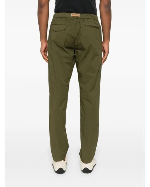 White Sand Green Belted Tapered Trousers for men