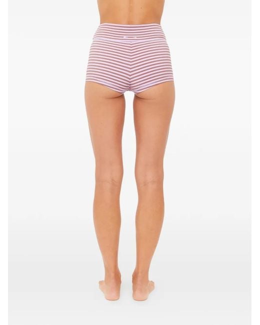 The Upside Red Miami Fox Striped Bikini Shorts