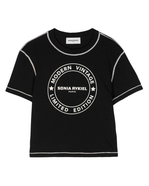 Sonia Rykiel Black Logo-print Cotton T-shirt