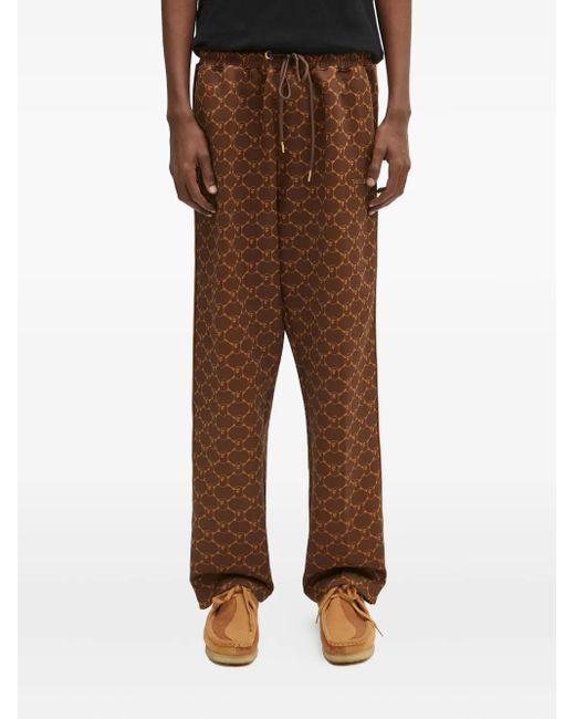 A Bathing Ape Brown Logo-Print Side-Stripe Trousers for men