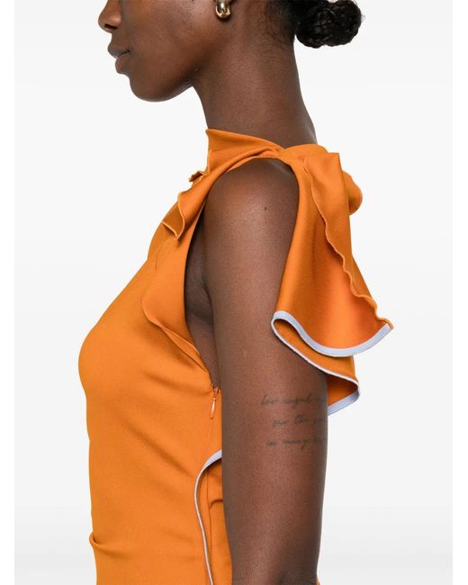 Victoria Beckham Orange Asymmetric Dress
