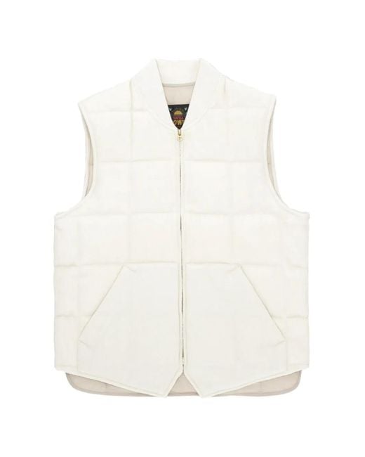 Fortela White Quilted Zip Vest for men