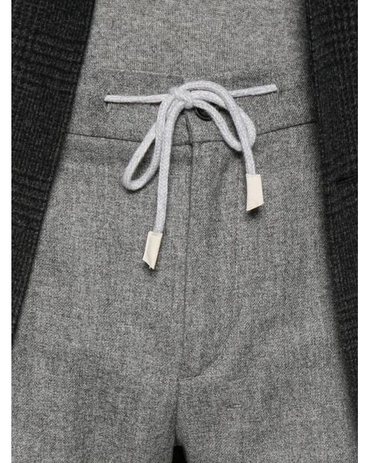 Eleventy Gray Drawstring Pleated Trousers for men