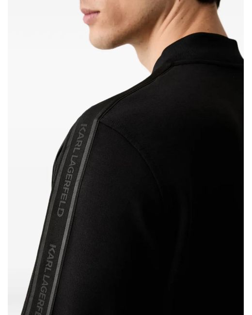 Karl Lagerfeld Black Logo-Tape Zip-Up Cardigan for men