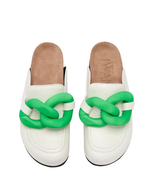 J.W. Anderson Green Chain Leather Mules