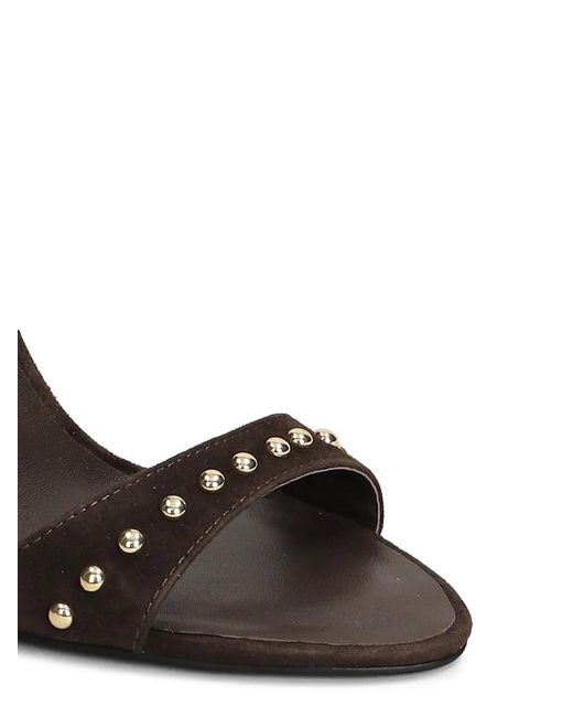 Marc Ellis Black Fringed Stud-Embellished Sandals
