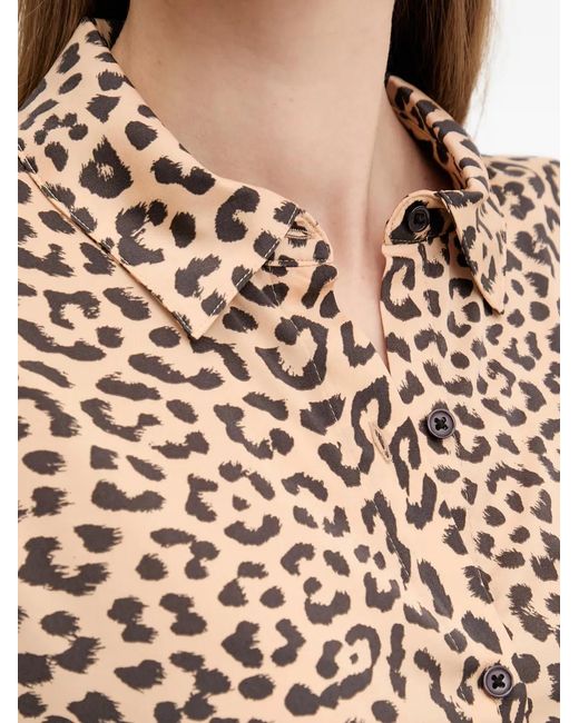 DKNY Natural Leopard-Print Button-Down Midi Nightdress