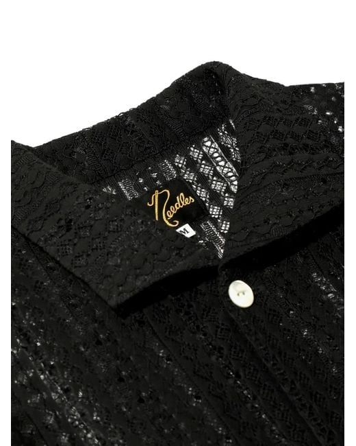 Needles Black Lace Widespread Collar Shirt for men