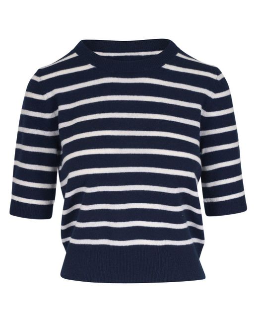 Veronica Beard Blue Striped Cashmere Jumper