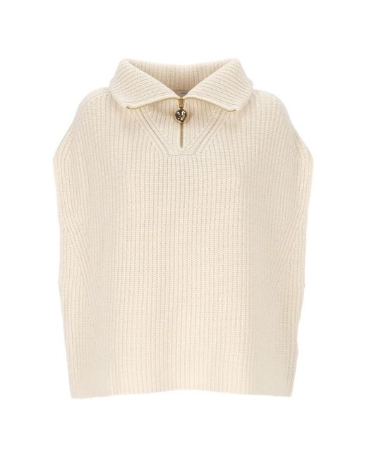 Joseph White Half-Zip Funnel-Neck Top