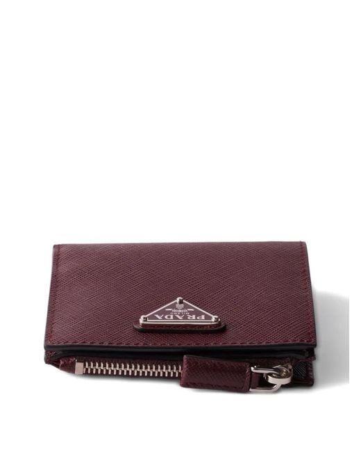 Prada Purple Small Triangle Logo Saffiano Leather Wallet for men