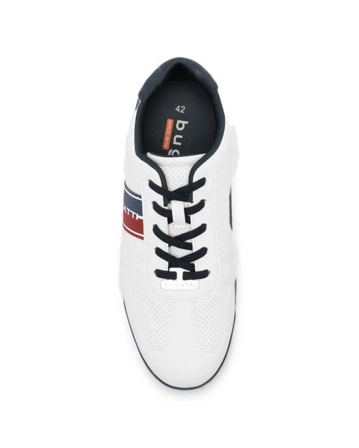 Bugatti White Perforated-Detail Logo-Print Sneakers for men