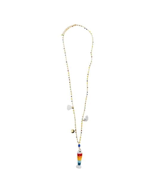 BLAKLACE White Beaded Charm Necklace