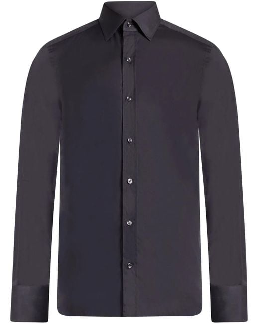 Tom Ford Blue Long-Sleeves Cotton Shirt for men