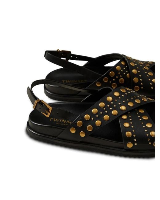 Twinset Black Crossover Strap Sandals