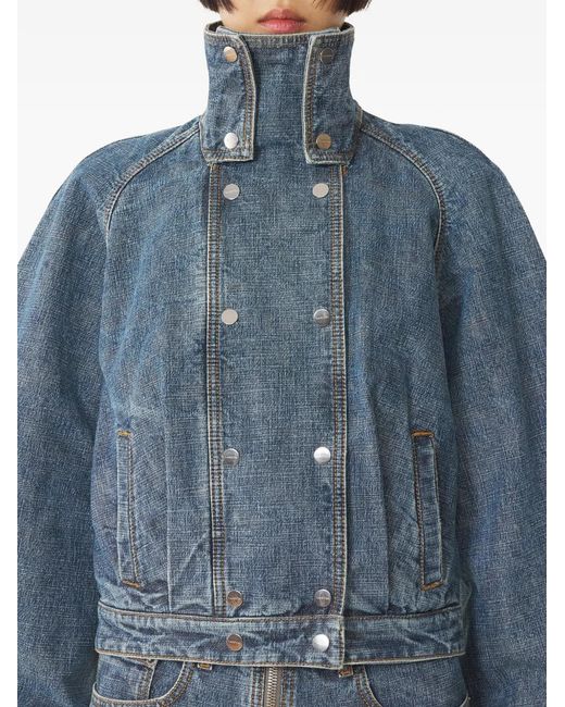 Lanvin Blue Buttoned Funnel-Neck Jacket
