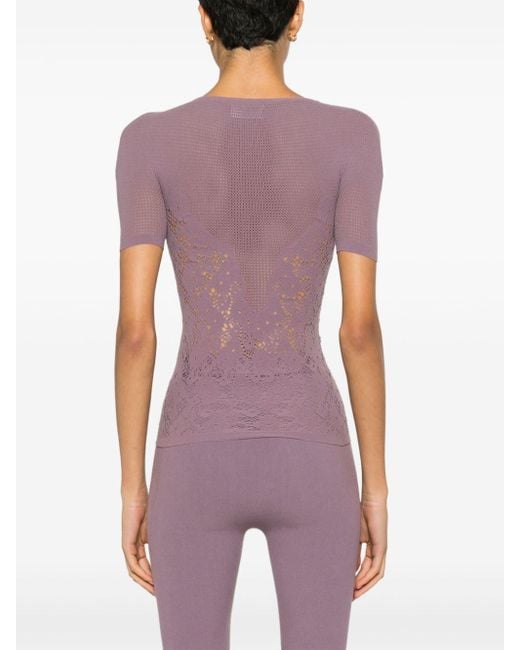 T-shirt croisé à effet usé Wolford en coloris Purple