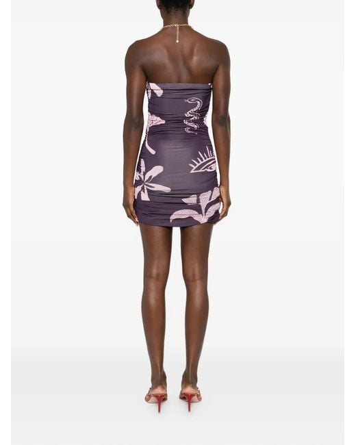 Cala De La Cruz Purple Floral Snake Print Dress