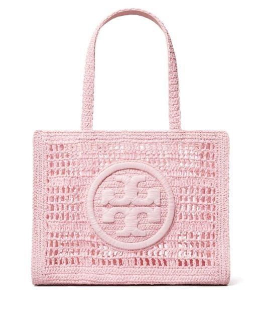 Tory Burch Pink Small Ella Crochet-knit Tote Bag