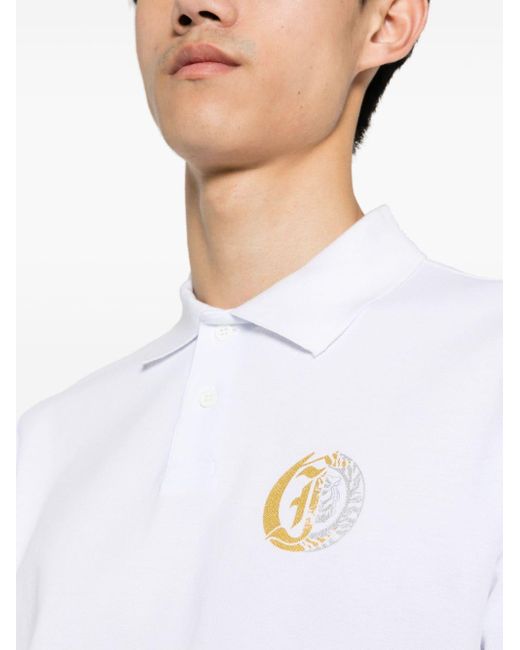 Just Cavalli White Logo-print Polo Shirt for men