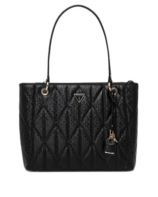 Guess Black Quilted-Pattern Shoulder Bag