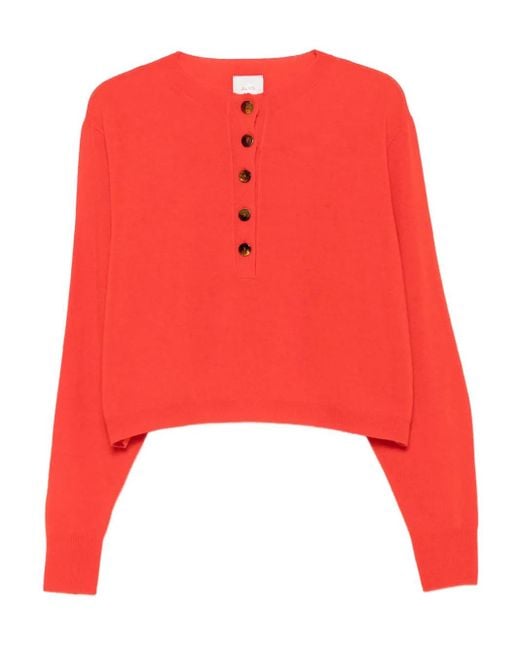 Alysi Red Button-Front Sweater