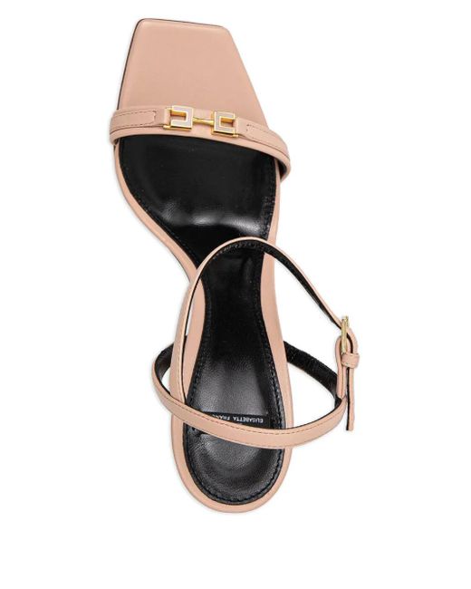 Elisabetta Franchi White Logo-Plaque Stiletto Sandals