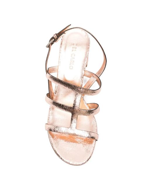 Roberto Del Carlo Pink Cracked-Effect Sandals