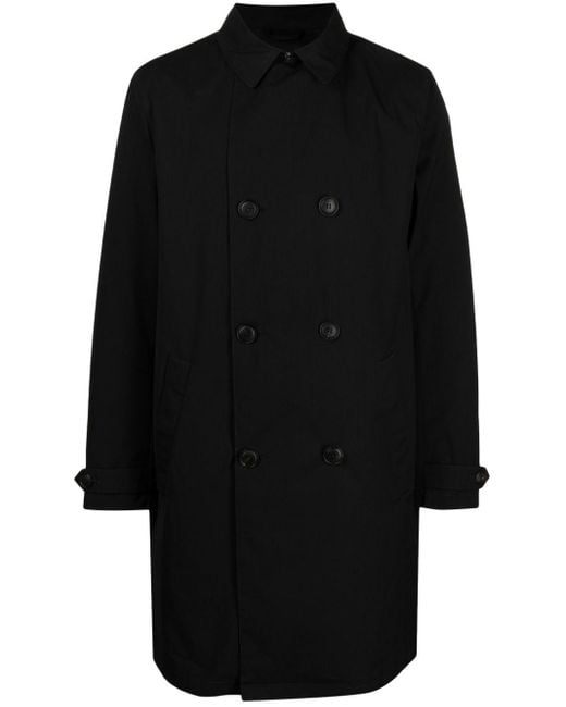 Emporio Armani Doppelreihiger Mantel mit klassischem Kragen in Black für Herren