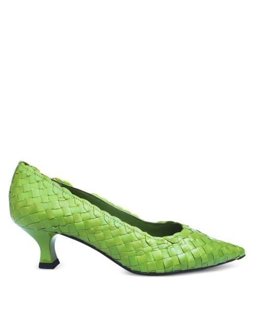 LA ROSE Green Carol Woven Pumps