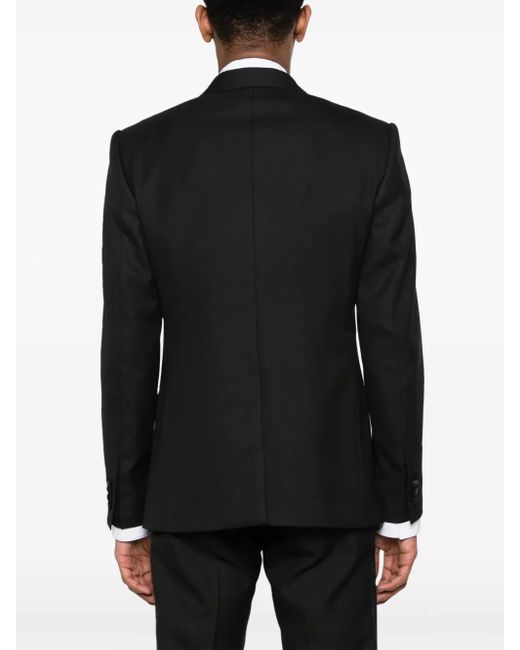 Dolce & Gabbana Black Sequin-Lapel Double-Breasted Blazer for men
