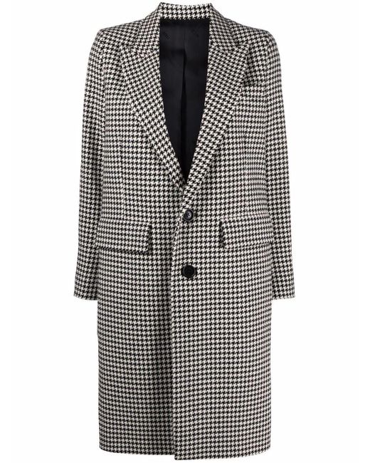 AMI Black Single-breasted Houndstooth Coat