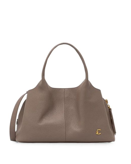Coccinelle Brown Single-Handle Leather Tote Bag