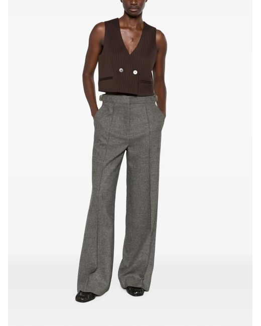 Sandro Brown Pinstripe-Pattern Cropped Top