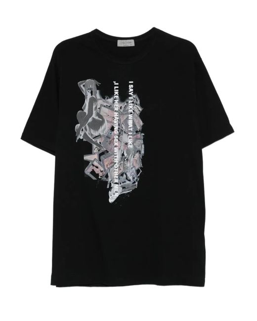 Yohji Yamamoto T-Shirt Met Grafische Print in het Black voor heren