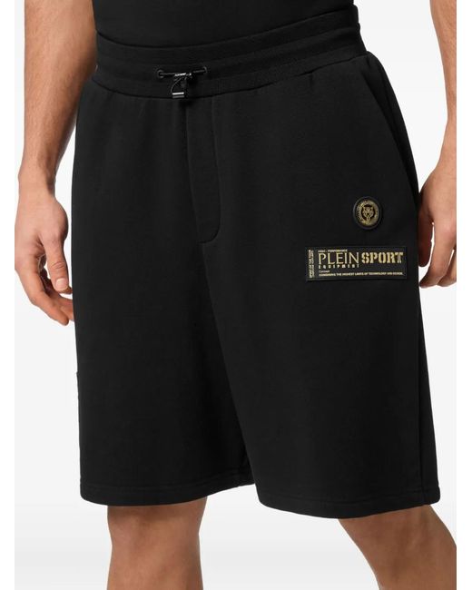 Philipp Plein Black Logo-Appliqué Shorts for men