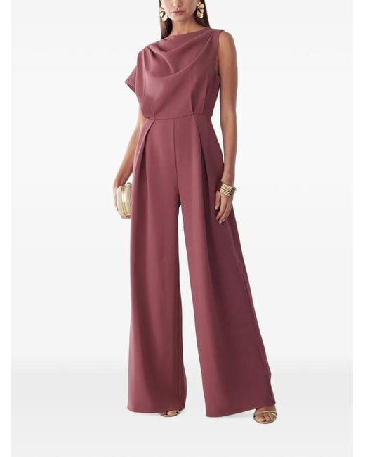 Willa Red Draped Sleeveless Jumpsuit