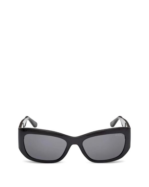 Guess Gray Rectangle-Frame Logo-Plaque Sunglasses