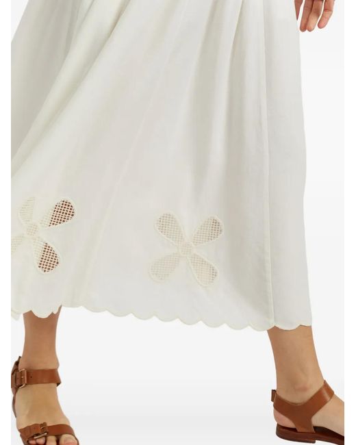 Chinti & Parker White Broderie Midi Skirt