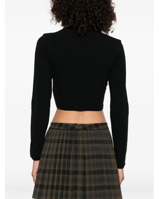 Sandro Black Embroidered Cropped Top