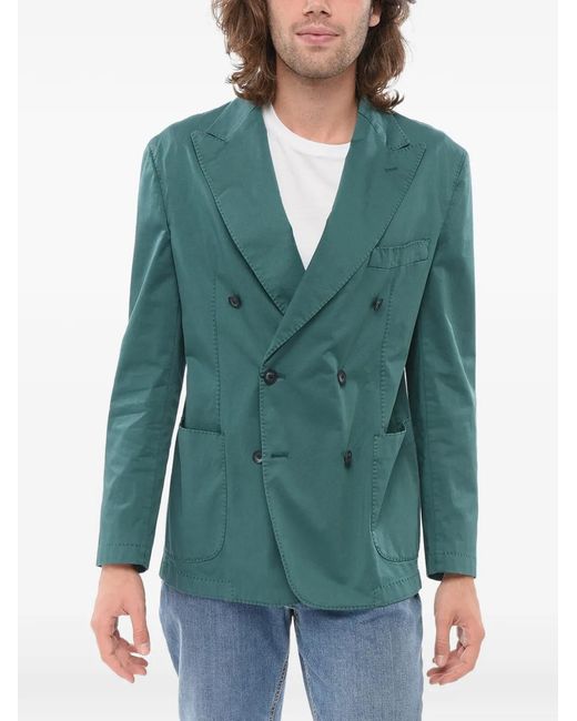 Corneliani Green Double-Breasted Peak-Lapel Jacket for men