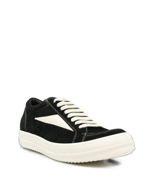 Rick Owens White Contrast-Patchwork Sneakers